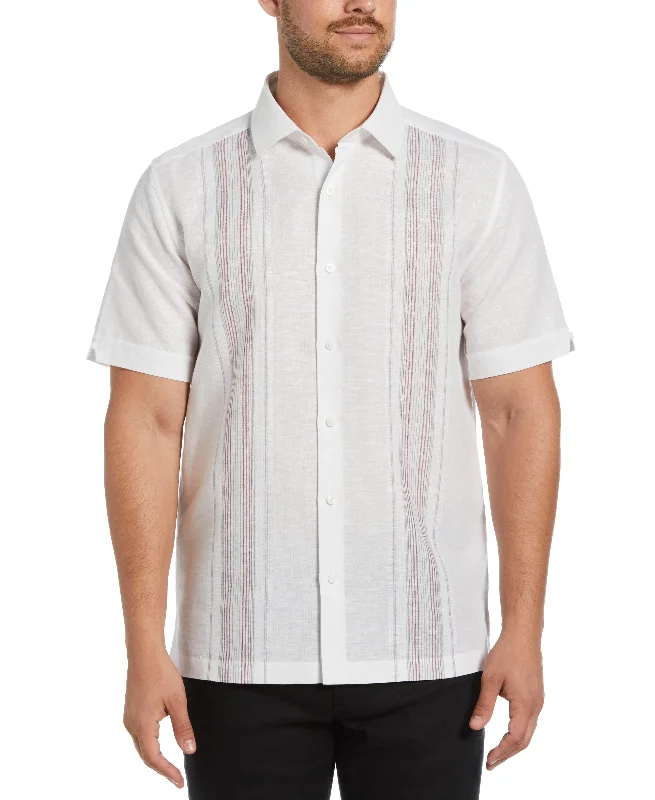 Lightweight T-shirts Practical Jeans Linen Blend Yarn Dyed Panel Shirt