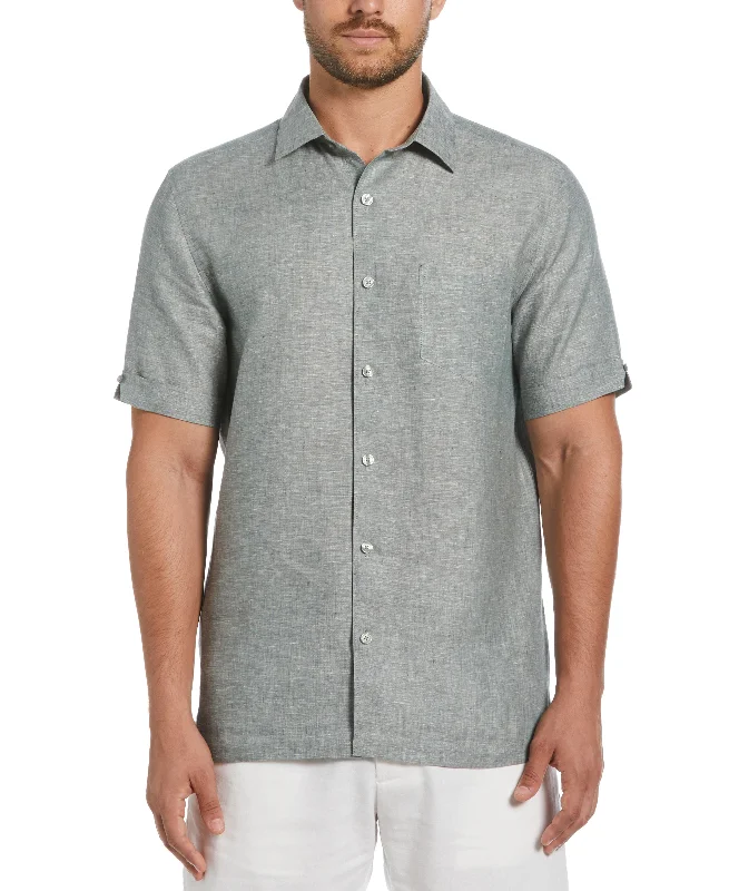 Smart Tops Trendy Shirts Classic Two-Tone Linen Shirt