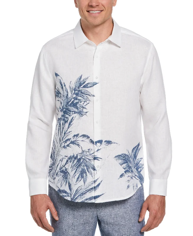 Urban Gear Casual Looks Linen Engineered Tropical Print Shirt