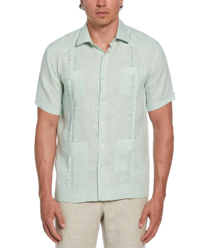 Cozy Sweatshirts Classic Shirts 100% Linen Four-Pocket Guayabera Shirt