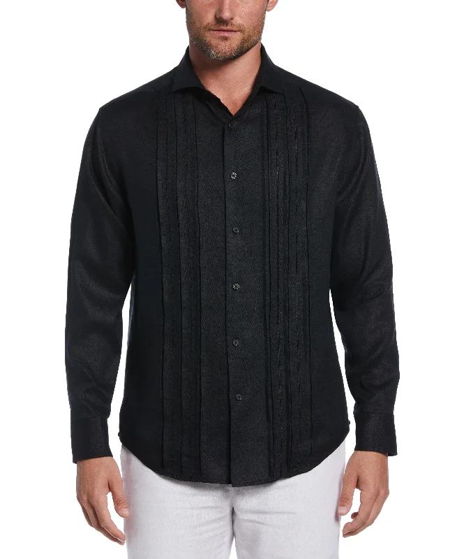 Soft Sweaters Smart Footwear Linen Triple Tuck Embroidered Panel Shirt