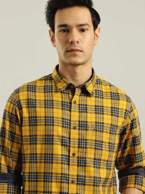 Trendy Styles Classic Hoodies Men Checked Full Sleeve Cotton Blend Shirt