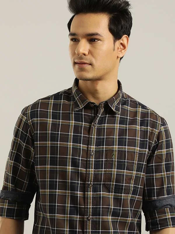 Comfy Outerwear Urban Footwear Men Checked Full Sleeve Cotton Blend Shirt