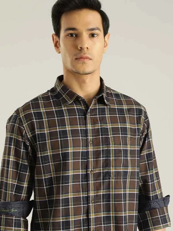 All-Weather Wear Smart Sweaters Men Checked Full Sleeve Cotton Blend Shirt