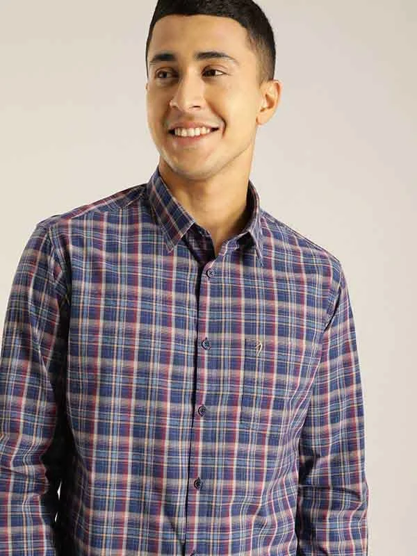 Flexible Styles Simple Jeans Men Checked Full Sleeve Cotton Blend Shirt