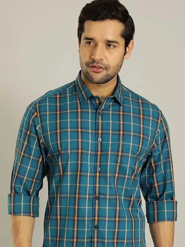Trendy Apparel Cool T-shirts Men Checked Full Sleeve Cotton Blend Shirt