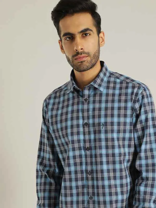All-Weather Wear Cozy Outerwear Men Checked Full Sleeve Cotton Blend Shirt