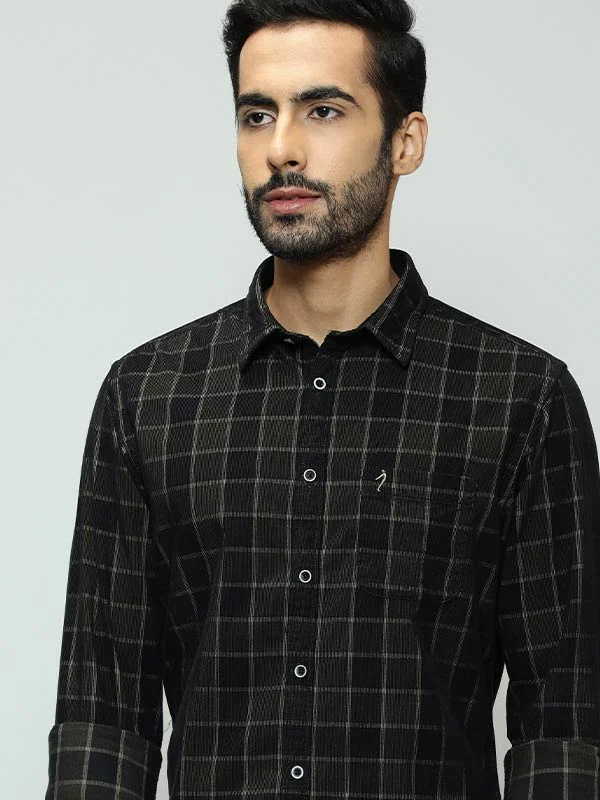 Urban Look Casual Shorts Men Checked Full Sleeve Cotton Shirt