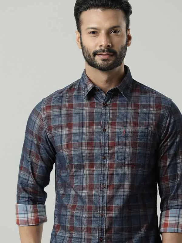 Functional Wear Classic Suits Men Checked Full Sleeve Cotton Shirt