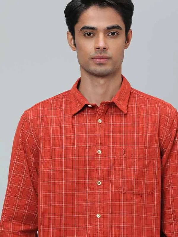 Street Fashion Versatile Shorts Men Checked Full Sleeve Cotton Shirt