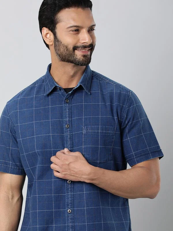 Relaxed Denim Classic Footwear Men Checked Full Sleeve Cotton Shirt