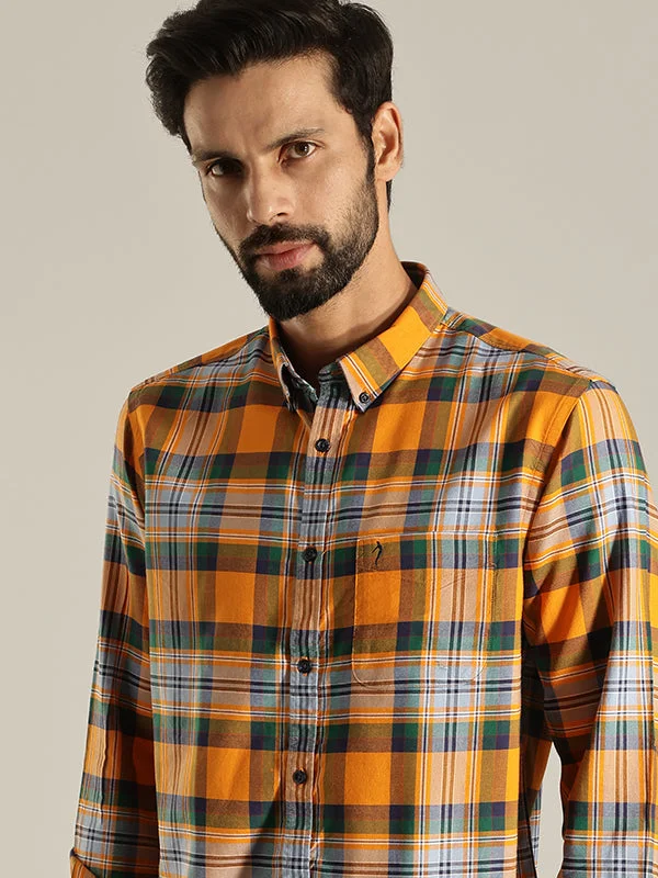 Outdoor Outfits Street Styles Men Checked Full Sleeve Cotton Shirt