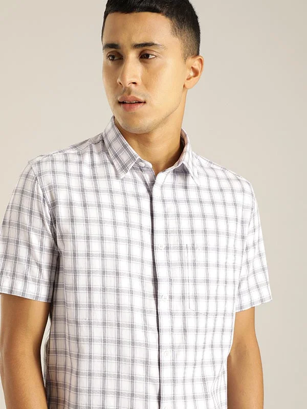 Outdoor Clothing Fashion Layers Men Checked Half Sleeve Cotton Shirt