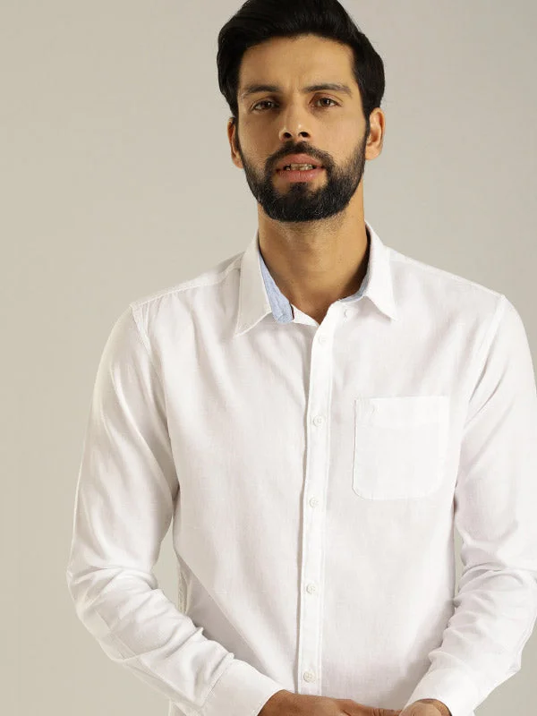 Comfy Hoodies Warm Outerwear Men Solid Full Sleeve Cotton Shirt