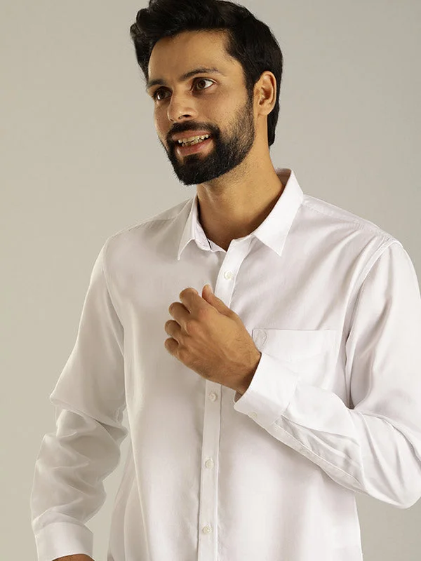 Flexible Wear Classic Suits Men Solid Full Sleeve Tencel Shirt