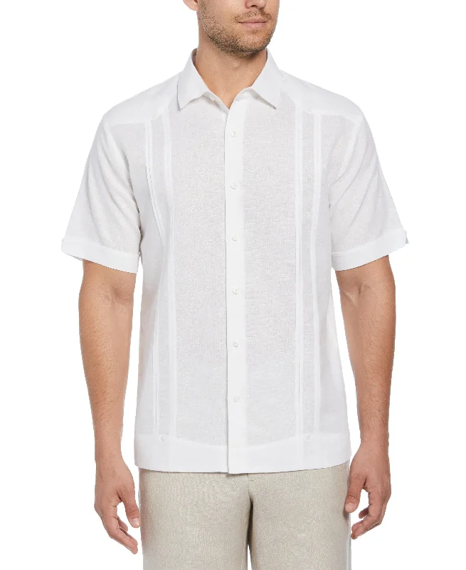 Sport Chic Sporty Accessories Linen Blend No-Pocket Guayabera Shirt