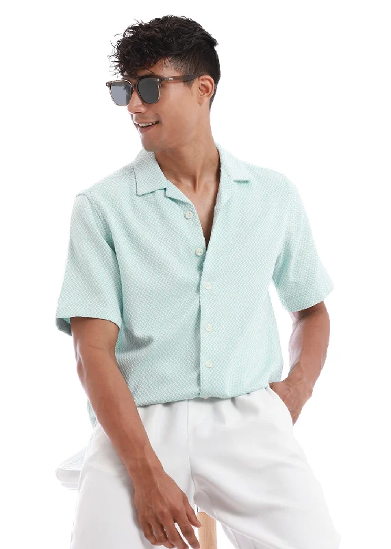 Casual Essentials Trendy Basics Skylight Blue Zig Zag Shirt