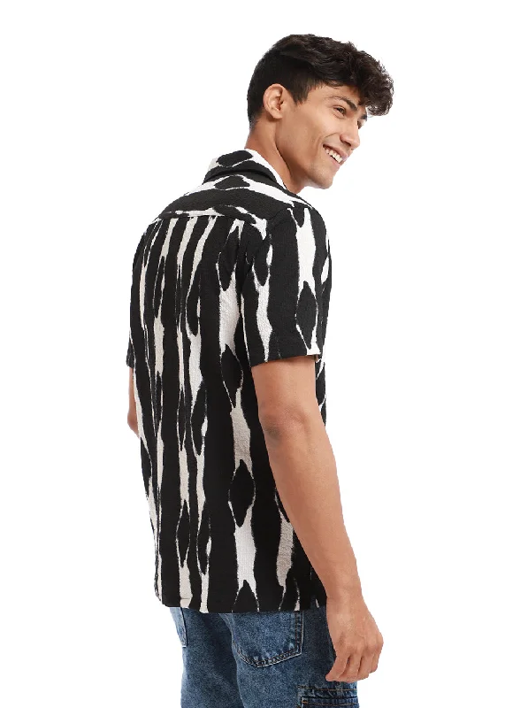 Relaxed Wearables Everyday Jackets Streak Print Black Popcorn Shirt