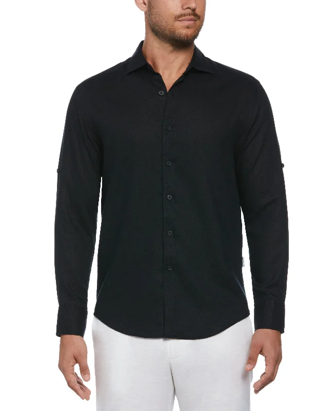 Functional Tops Trendy Footwear Travelselect™ Linen-Blend Rolled Sleeve Shirt