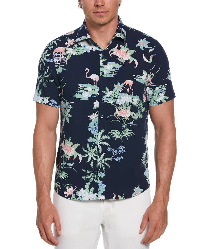 Effortless Gear Comfortable Shirts Tropical Flamingo Print Shirt