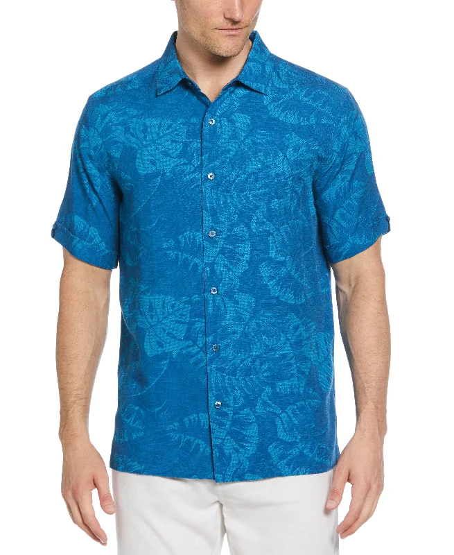 Urban Style Trendy Layers Tropical Leaves Print Shirt