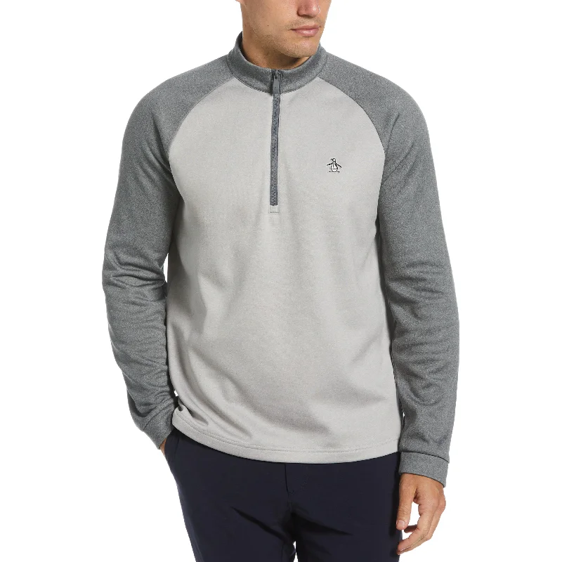 Urban Wear Relaxed Sweaters Color Block Fleece 1/4 Zip Pullover Golf Sweater