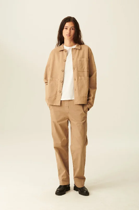 Warm Essentials Urban Pants CAMERON GARMENT DYED TWILL - LIGHT BROWN