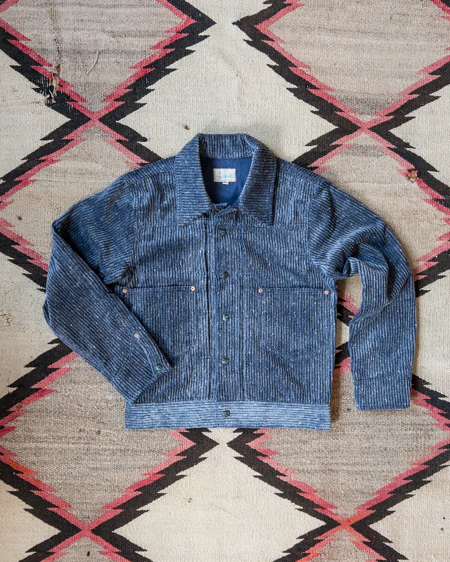 Casual Layers Summer Outfits Donegal Corduroy Ranch Jacket - Marine Blue