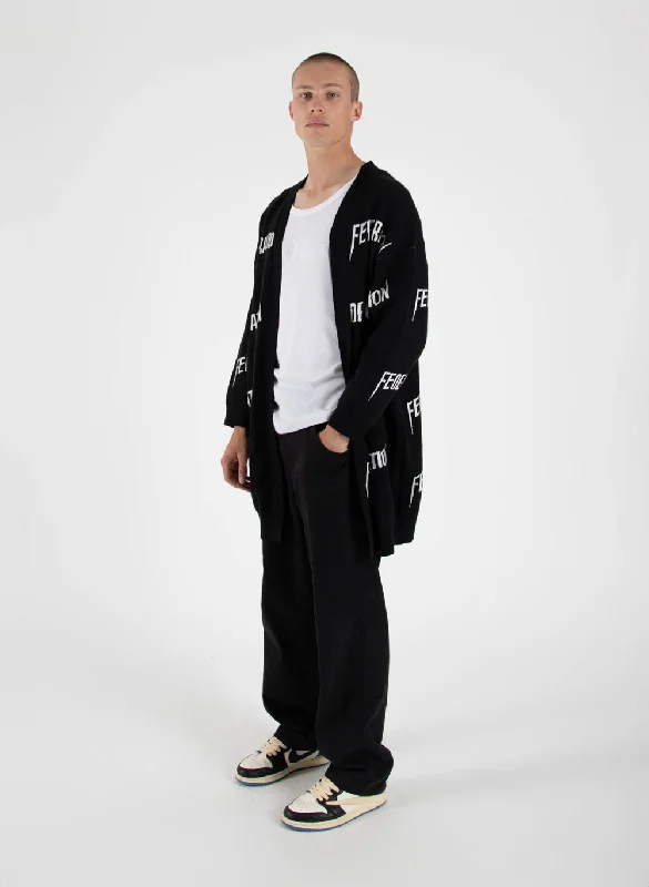 Modern Casuals Street Style Pants Long Line Repetition Cardi