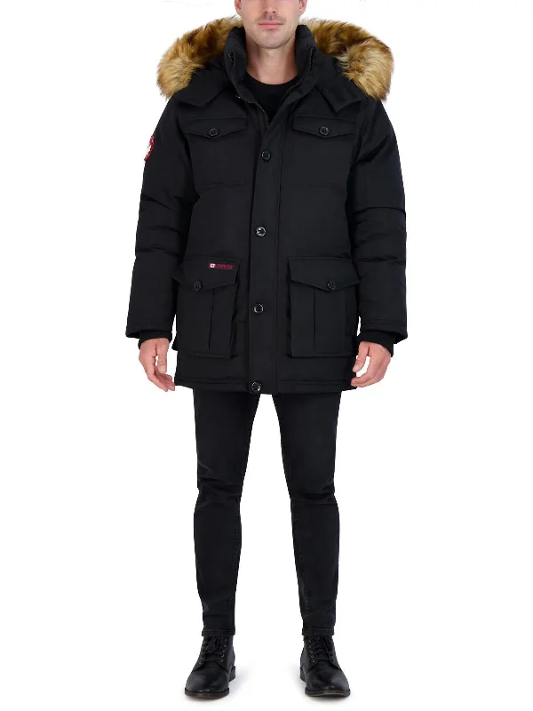 Everyday Comfort Wear Weekend Wear Mens Faux Fur Heavyweight Parka Coat