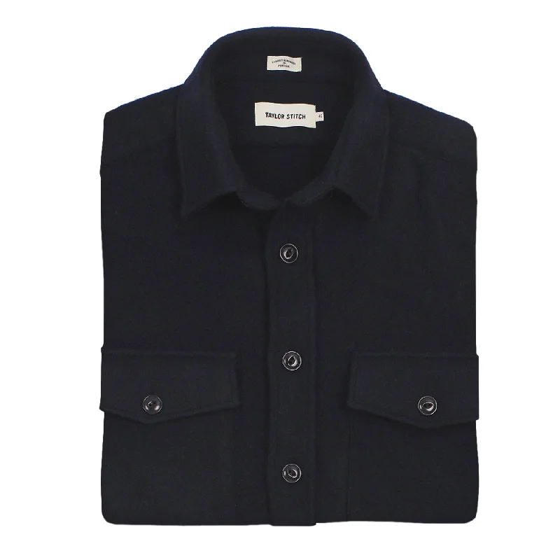 The Maritime Shirt Jacket in Navy Melton Wool