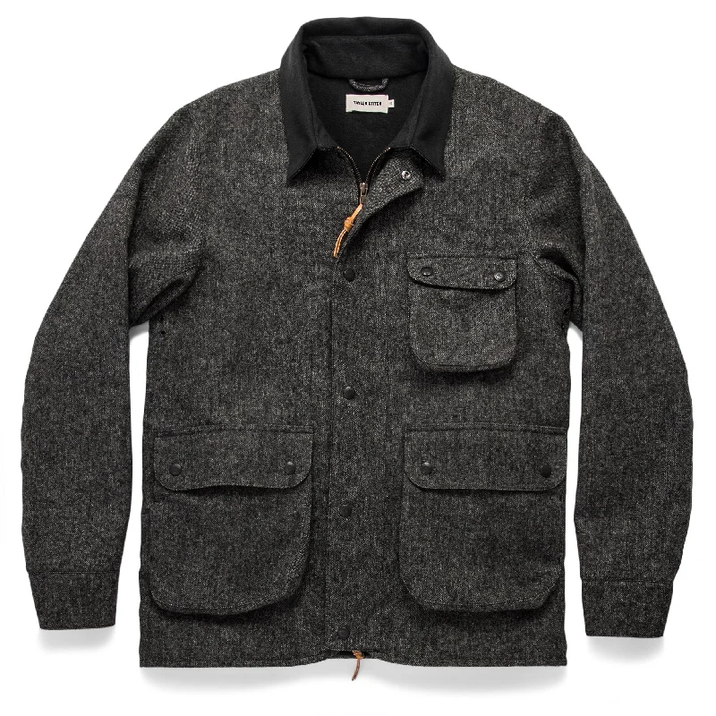 Casual Knitwear Sporty Accessories The Rover Jacket in Charcoal Birdseye Waxed Wool