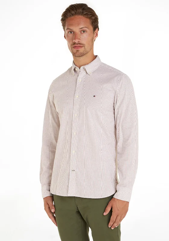 Easy Fit Trendy Jeans Tommy Hilfiger 1985 Flex Stripe Shirt, Desert Khaki & Optic White