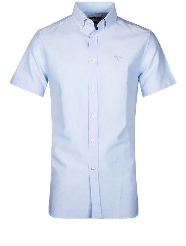 Flexible Wear Comfortable Hoodies Oxford Short Sleeve Shirt Blue