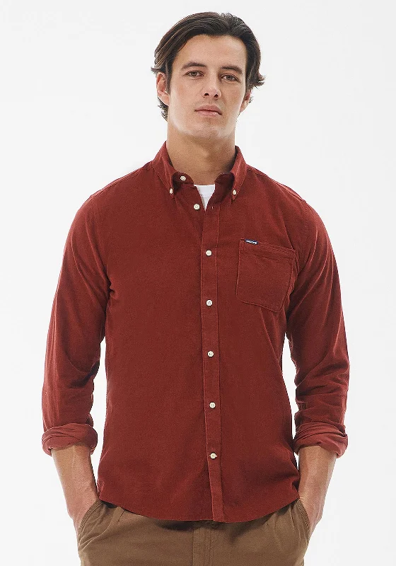 Modern Apparel Urban Tops Barbour Mens Ramsey Cord Tailored Shirt, Russet Brown