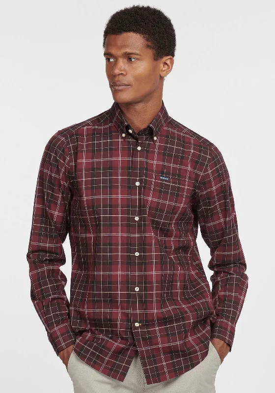 Sporty Trends Cool T-shirts Barbour Mens Wethram Tartan Tailored Shirt, Winter Red