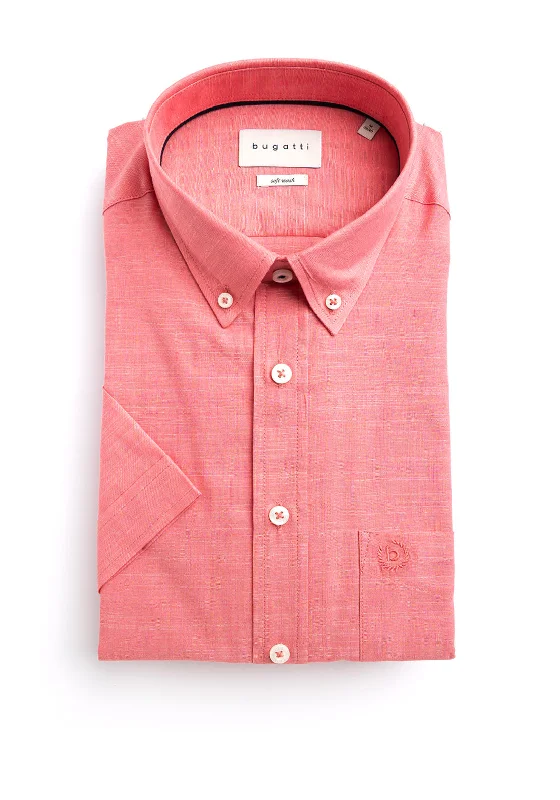 Smart Tops Fashion Layers Bugatti Short Sleeve Shirt, Coral