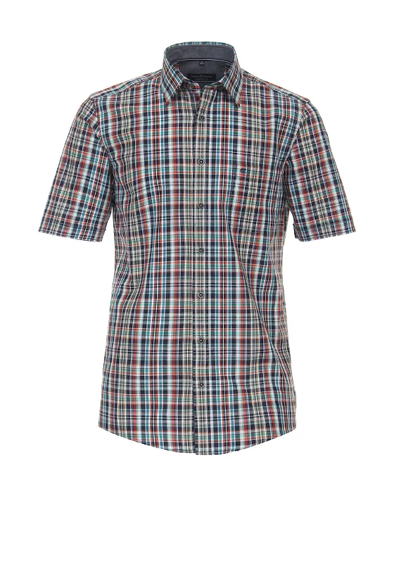 Casa Moda Short Sleeve Check Shirt, Orange Multi