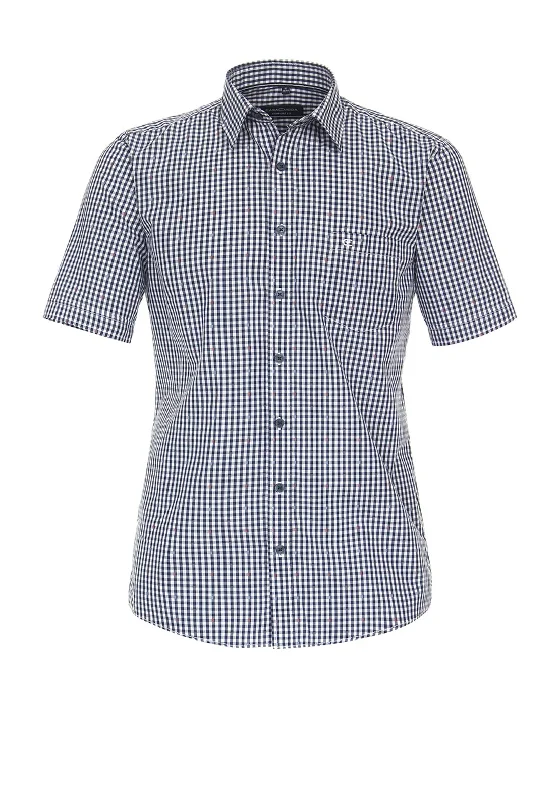 Casa Moda Gingham Short Sleeve Shirt, Navy