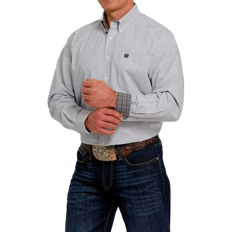 Relaxed Denim Simple Jeans Cinch Western Shirt Mens Long Sleeve Plaid Button White MTW1105479 Relaxed Denim Simple Jeans Cinch Western Shirt Mens Long Sleeve Plaid Button White MTW1105479