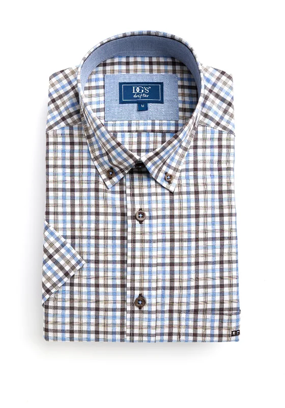 Relaxed Layers Relaxed Sweaters Daniel Grahame Ivano Check Short Sleeve Shirt, Mocha Multi Relaxed Layers Relaxed Sweaters Daniel Grahame Ivano Check Short Sleeve Shirt, Mocha Multi
