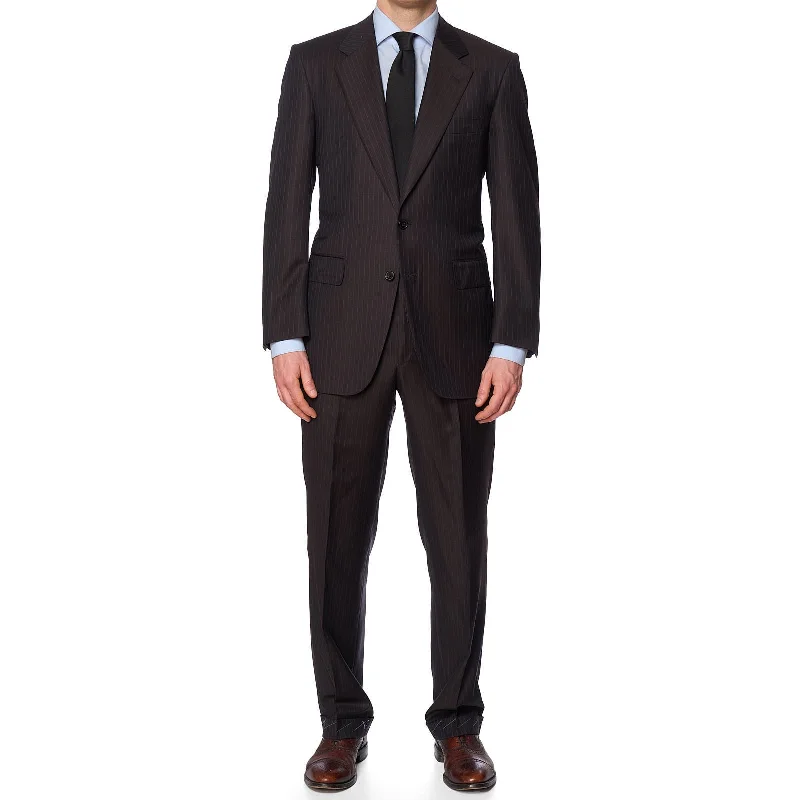 Urban Style Smart Denim D'AVENZA Handmade Diplomat Brown Pinstriped Wool Super 150's Suit Urban Style Smart Denim D'AVENZA Handmade Diplomat Brown Pinstriped Wool Super 150's Suit
