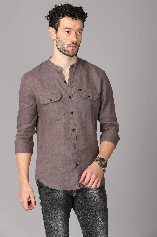 Comfortable Shirts Warm Sweaters Deep Taupe Linen Shirt