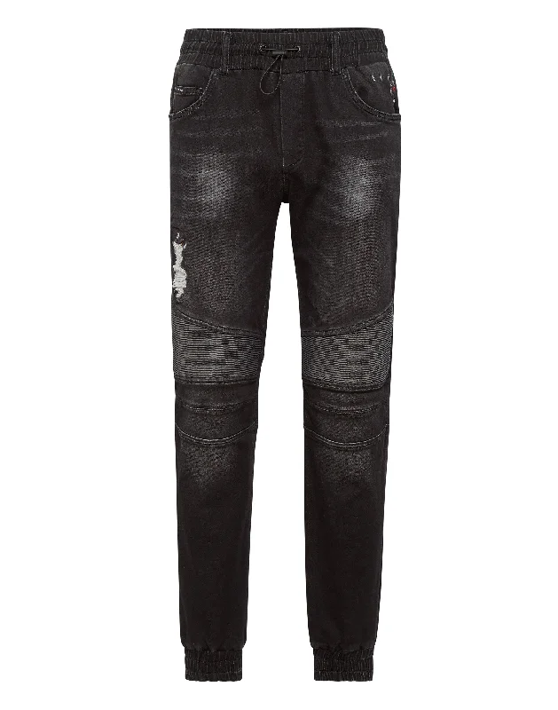 Soft Layers Casual Looks Denim Jogging Trousers