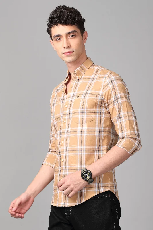 Smart Casual Wear Cool T-shirts Desert Sand Checks Shirt