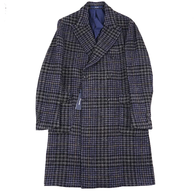 Simple Comfort Warm Hoodies Drumohr Layered Plaid Wool Overcoat