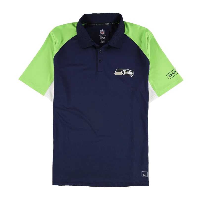 G-III Sports Mens Seattle Seahawks Rugby Polo Shirt, Blue, Large