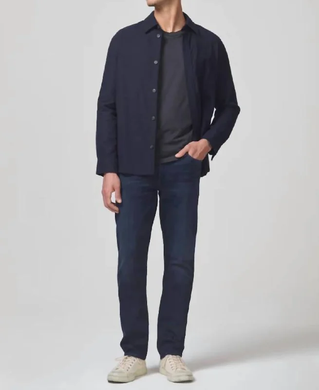Relaxed Layers Versatile Tops Gage Slim Straight Denim In Undertow