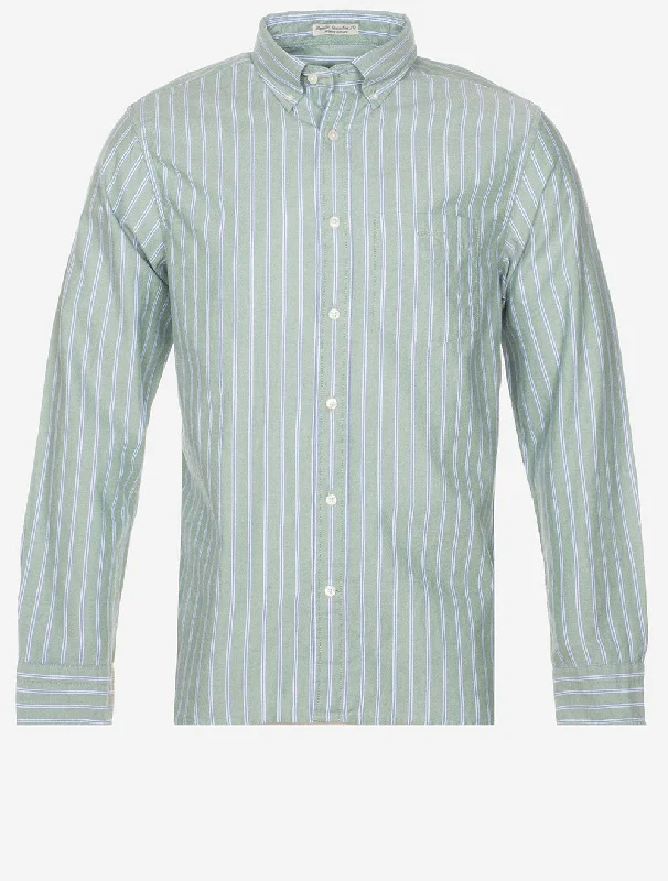 Simple Apparel Trendy Shirts Regular Archive Oxford Stripe Shirt Dried Forest