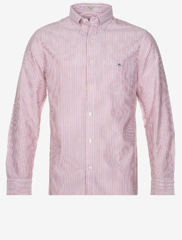 Timeless Apparel Summer Outfits Regular Fit Classic Oxford Stripe Shirt Iron Red